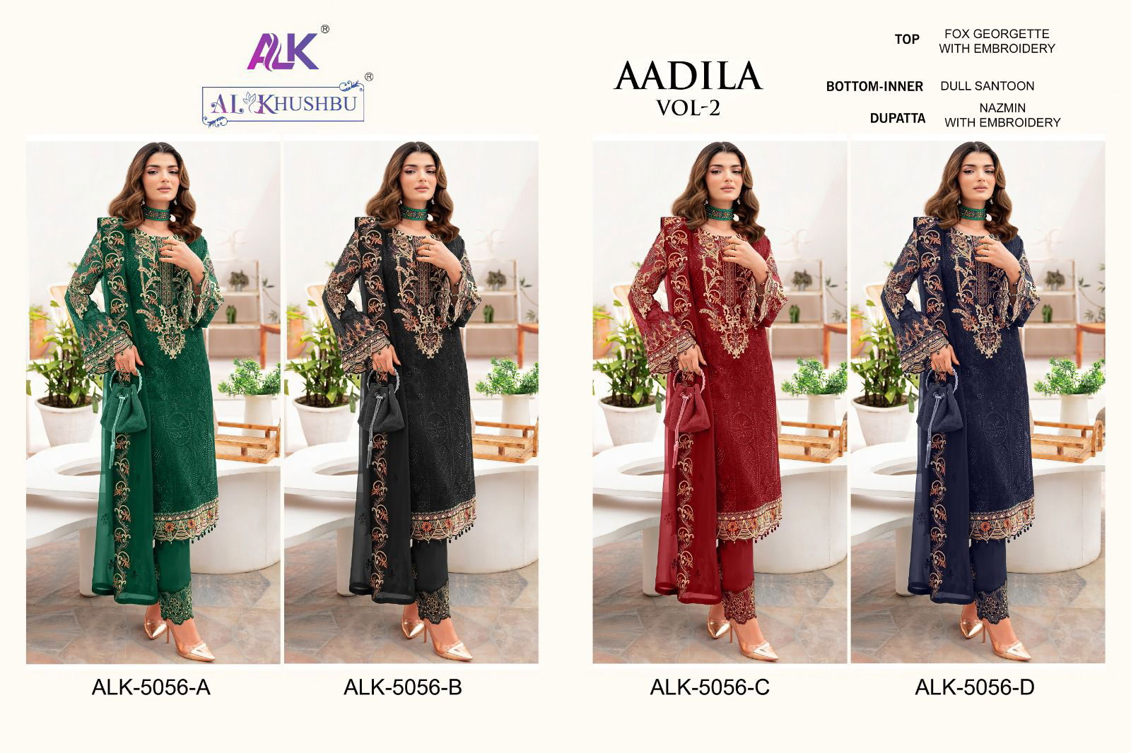 Aadila Vol 2 By Alk Khushbu Georgette Pakistani Suits Wholesale Market Surat

